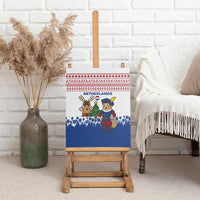 Netherlands Christmas Canvas Wall Art with Christmas Tree Windmill Piet Character and Tulip Pattern - Wonder Print Shop