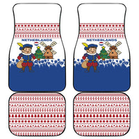 Netherlands Christmas Car Mats with Christmas Tree Windmill Piet Character and Tulip Pattern - Wonder Print Shop