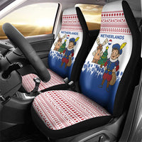 Netherlands Christmas Car Seat Cover with Christmas Tree Windmill Piet Character and Tulip Pattern - Wonder Print Shop