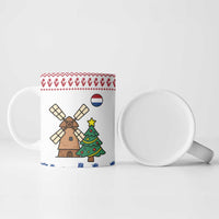 Netherlands Christmas Ceramic Mug with Christmas Tree Windmill Piet Character and Tulip Pattern - Wonder Print Shop