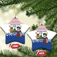 Netherlands Christmas Ceramic Ornament with Christmas Tree Windmill Piet Character and Tulip Pattern - Wonder Print Shop