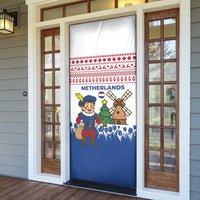 Netherlands Christmas Door Cover with Christmas Tree Windmill Piet Character and Tulip Pattern - Wonder Print Shop