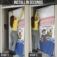 Netherlands Christmas Door Cover with Christmas Tree Windmill Piet Character and Tulip Pattern - Wonder Print Shop