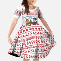 Netherlands Christmas Family Matching Off The Shoulder Long Sleeve Dress and Hawaiian Shirt with Christmas Tree Windmill Piet Character and Tulip Pattern - Wonder Print Shop
