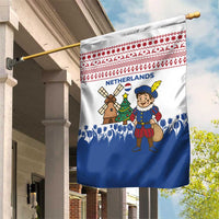 Netherlands Christmas Garden Flag with Christmas Tree Windmill Piet Character and Tulip Pattern - Wonder Print Shop