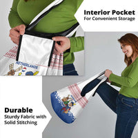 Netherlands Christmas Grocery Bag with Christmas Tree Windmill Piet Character and Tulip Pattern - Wonder Print Shop