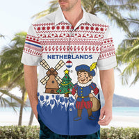 Netherlands Christmas Hawaiian Shirt with Christmas Tree Windmill Piet Character and Tulip Pattern - Wonder Print Shop