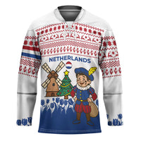 Netherlands Christmas Hockey Jersey with Christmas Tree Windmill Piet Character and Tulip Pattern - Wonder Print Shop
