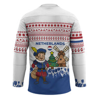 Netherlands Christmas Hockey Jersey with Christmas Tree Windmill Piet Character and Tulip Pattern - Wonder Print Shop
