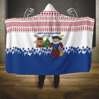 Netherlands Christmas Hooded Blanket with Christmas Tree Windmill Piet Character and Tulip Pattern - Wonder Print Shop