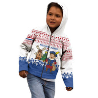 Netherlands Christmas Kid Hoodie with Christmas Tree Windmill Piet Character and Tulip Pattern - Wonder Print Shop