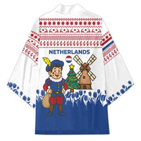 Netherlands Christmas Kimono with Christmas Tree Windmill Piet Character and Tulip Pattern - Wonder Print Shop