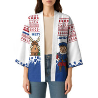 Netherlands Christmas Kimono with Christmas Tree Windmill Piet Character and Tulip Pattern - Wonder Print Shop