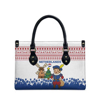 Netherlands Christmas Leather Bag with Christmas Tree Windmill Piet Character and Tulip Pattern - Wonder Print Shop