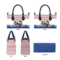 Netherlands Christmas Leather Bag with Christmas Tree Windmill Piet Character and Tulip Pattern - Wonder Print Shop