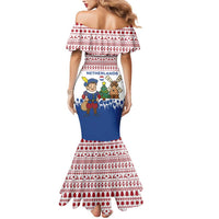 Netherlands Christmas Mermaid Dress with Christmas Tree Windmill Piet Character and Tulip Pattern - Wonder Print Shop