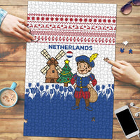 Netherlands Christmas Puzzle with Christmas Tree Windmill Piet Character and Tulip Pattern - Wonder Print Shop