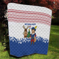 Netherlands Christmas Quilt with Christmas Tree Windmill Piet Character and Tulip Pattern - Wonder Print Shop
