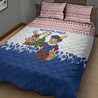 Netherlands Christmas Quilt Bed Set with Christmas Tree Windmill Piet Character and Tulip Pattern - Wonder Print Shop