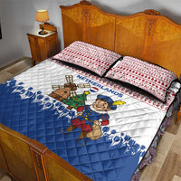 Netherlands Christmas Quilt Bed Set with Christmas Tree Windmill Piet Character and Tulip Pattern - Wonder Print Shop