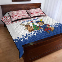 Netherlands Christmas Quilt Bed Set with Christmas Tree Windmill Piet Character and Tulip Pattern - Wonder Print Shop