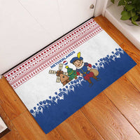 Netherlands Christmas Rubber Doormat with Christmas Tree Windmill Piet Character and Tulip Pattern - Wonder Print Shop