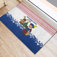 Netherlands Christmas Rubber Doormat with Christmas Tree Windmill Piet Character and Tulip Pattern - Wonder Print Shop