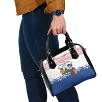 Netherlands Christmas Shoulder Handbag with Christmas Tree Windmill Piet Character and Tulip Pattern - Wonder Print Shop