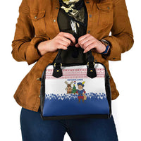 Netherlands Christmas Shoulder Handbag with Christmas Tree Windmill Piet Character and Tulip Pattern - Wonder Print Shop