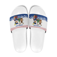 Netherlands Christmas Slide Sandals with Christmas Tree Windmill Piet Character and Tulip Pattern - Wonder Print Shop