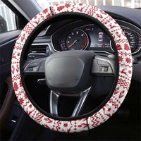 Netherlands Christmas Steering Wheel Cover with Christmas Tree Windmill Piet Character and Tulip Pattern - Wonder Print Shop
