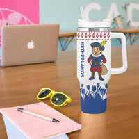 Netherlands Christmas Tumbler With Handle with Christmas Tree Windmill Piet Character and Tulip Pattern - Wonder Print Shop