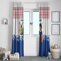 Netherlands Christmas Window Curtain with Christmas Tree Windmill Piet Character and Tulip Pattern - Wonder Print Shop