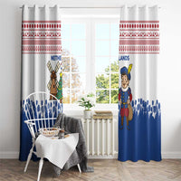 Netherlands Christmas Window Curtain with Christmas Tree Windmill Piet Character and Tulip Pattern - Wonder Print Shop