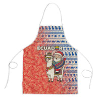 Ecuador Christmas Apron with Santa Riding Llama Traditional Patterns and Rose Design - Wonder Print Shop