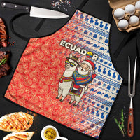 Ecuador Christmas Apron with Santa Riding Llama Traditional Patterns and Rose Design - Wonder Print Shop