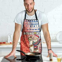 Ecuador Christmas Apron with Santa Riding Llama Traditional Patterns and Rose Design - Wonder Print Shop