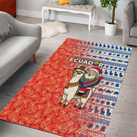 Ecuador Christmas Area Rug with Santa Riding Llama Traditional Patterns and Rose Design - Wonder Print Shop
