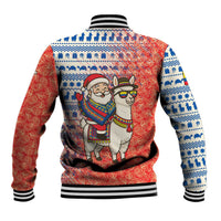 Ecuador Christmas Baseball Jacket with Santa Riding Llama Traditional Patterns and Rose Design - Wonder Print Shop