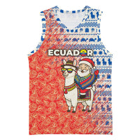 Ecuador Christmas Basketball Jersey with Santa Riding Llama Traditional Patterns and Rose Design - Wonder Print Shop
