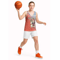 Ecuador Christmas Basketball Jersey with Santa Riding Llama Traditional Patterns and Rose Design - Wonder Print Shop
