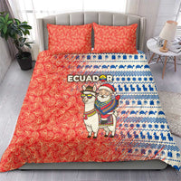 Ecuador Christmas Bedding Set with Santa Riding Llama Traditional Patterns and Rose Design - Wonder Print Shop