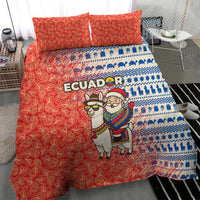 Ecuador Christmas Bedding Set with Santa Riding Llama Traditional Patterns and Rose Design - Wonder Print Shop