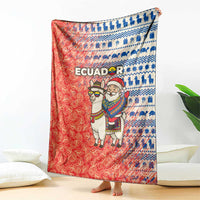 Ecuador Christmas Blanket with Santa Riding Llama Traditional Patterns and Rose Design - Wonder Print Shop