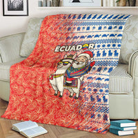 Ecuador Christmas Blanket with Santa Riding Llama Traditional Patterns and Rose Design - Wonder Print Shop