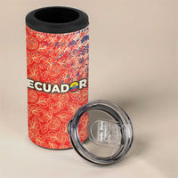 Ecuador Christmas 4 in 1 Can Cooler Tumbler with Santa Riding Llama Traditional Patterns and Rose Design - Wonder Print Shop