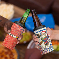 Ecuador Christmas 4 in 1 Can Cooler Tumbler with Santa Riding Llama Traditional Patterns and Rose Design - Wonder Print Shop