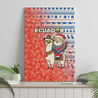 Ecuador Christmas Canvas Wall Art with Santa Riding Llama Traditional Patterns and Rose Design - Wonder Print Shop
