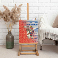 Ecuador Christmas Canvas Wall Art with Santa Riding Llama Traditional Patterns and Rose Design - Wonder Print Shop