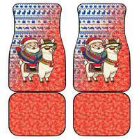 Ecuador Christmas Car Mats with Santa Riding Llama Traditional Patterns and Rose Design - Wonder Print Shop